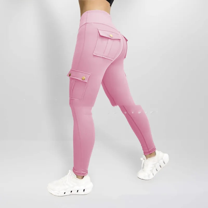 Pantalon de Sport Moulant à Poches pour Femmes, Haute Élasticité