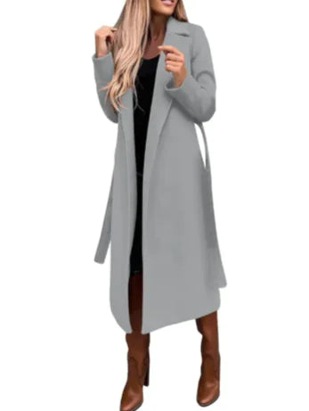 Stylish Women's V-Neck Woolen Coat