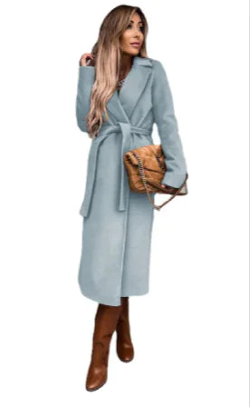 Stylish Women's V-Neck Woolen Coat