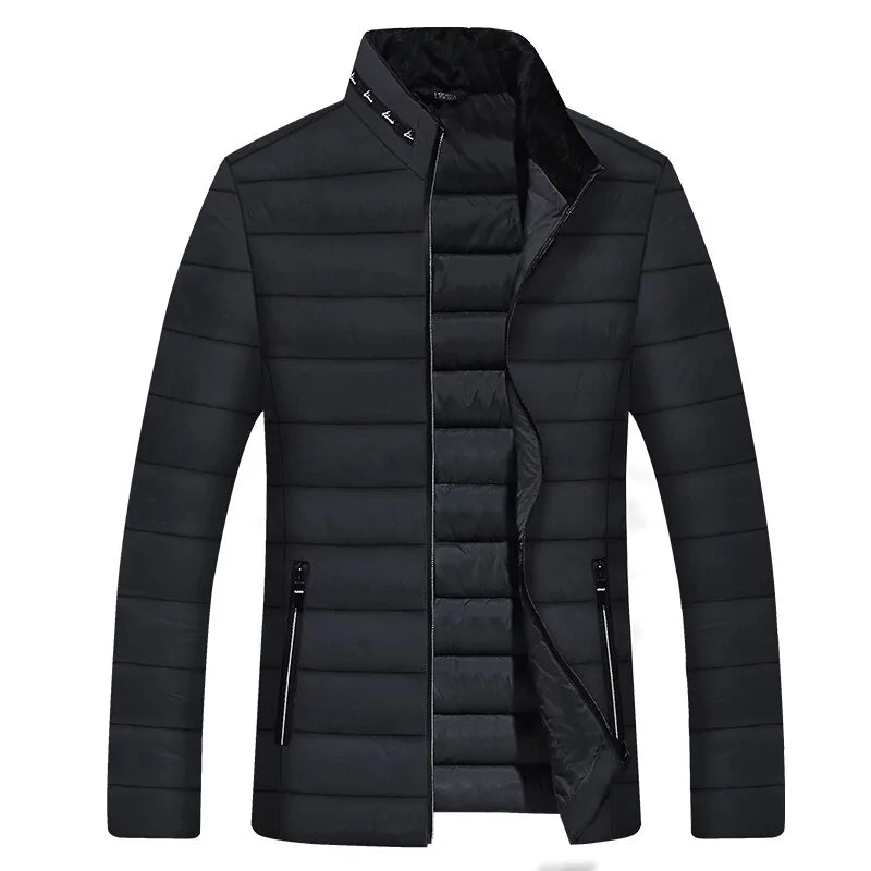 Men's Solid Winter Zip Coat