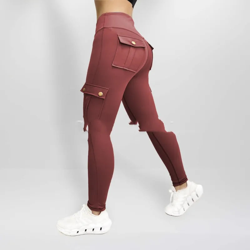 Pantalon de Sport Moulant à Poches pour Femmes, Haute Élasticité