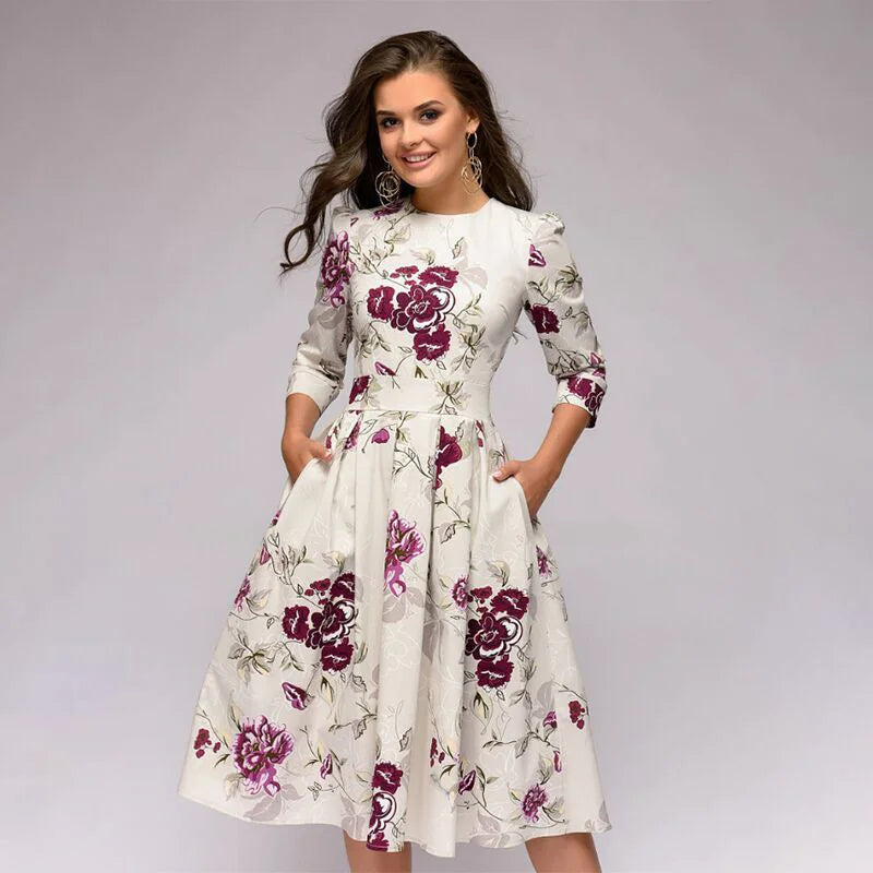 Classic Floral A-Line Dress