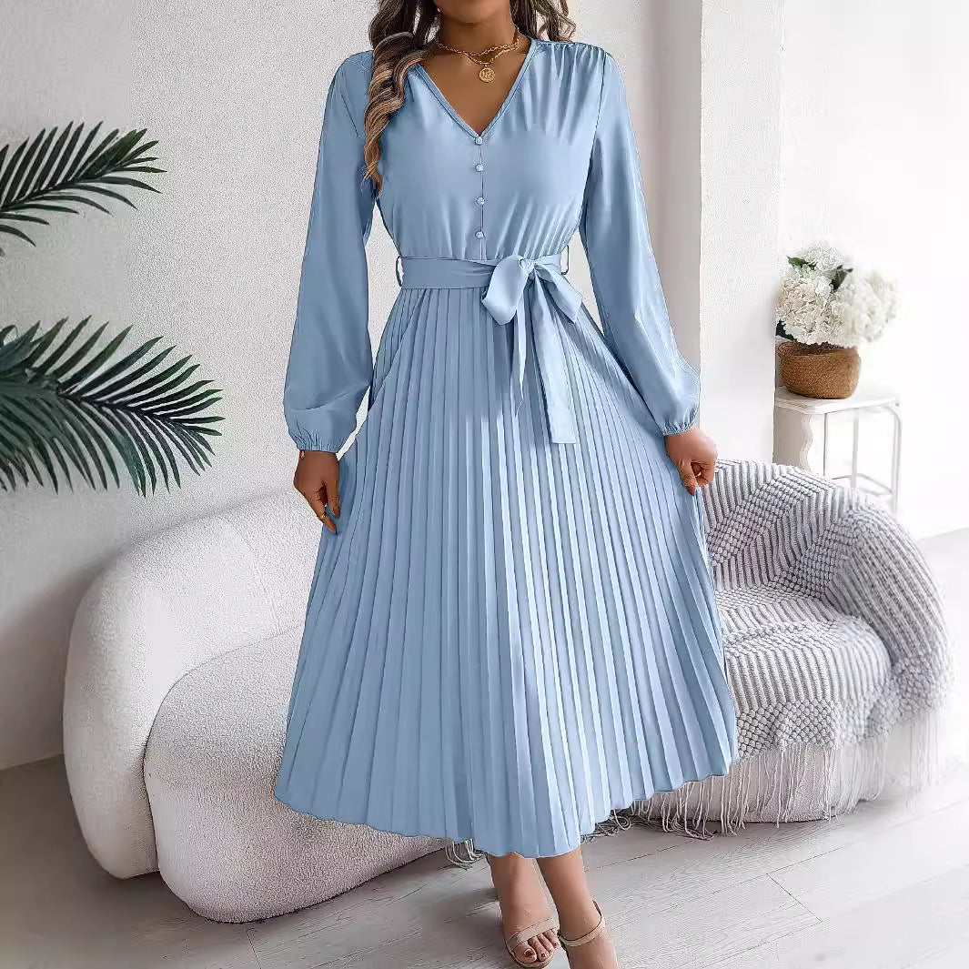 Robe longues et manches longues  plissée