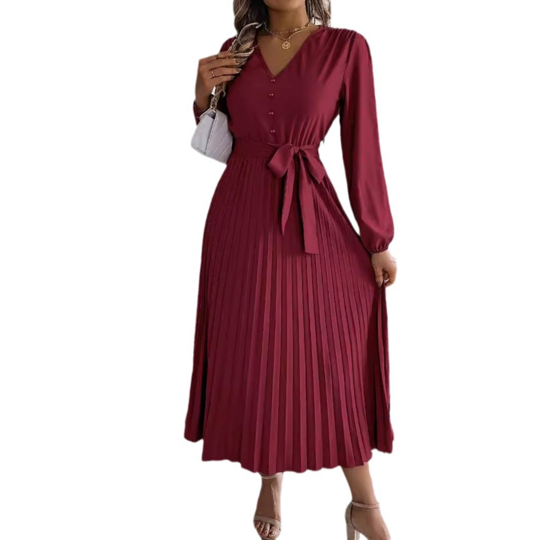 Robe longues et manches longues  plissée