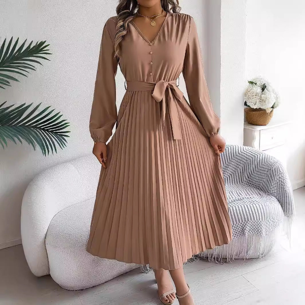 Robe longues et manches longues  plissée