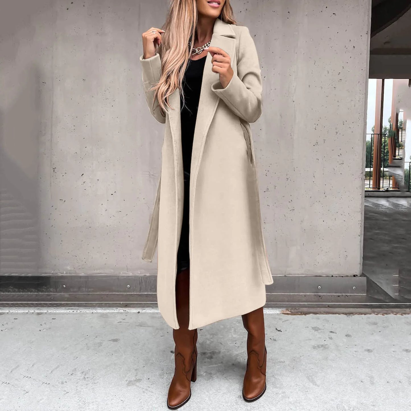 Manteau Long en Laine Élégant pour Femme