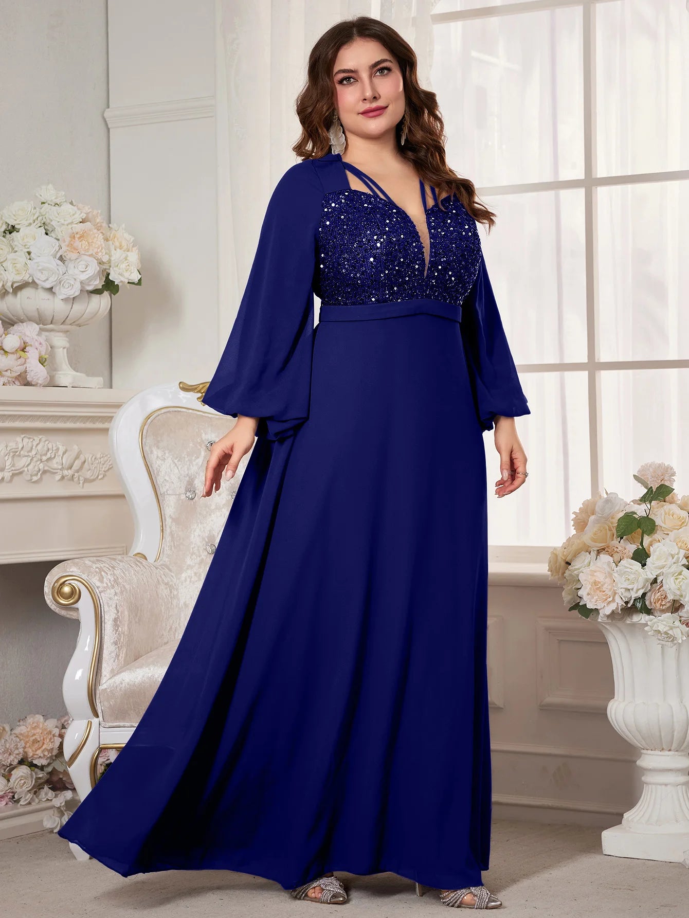 Robe élégante longue et manches longues