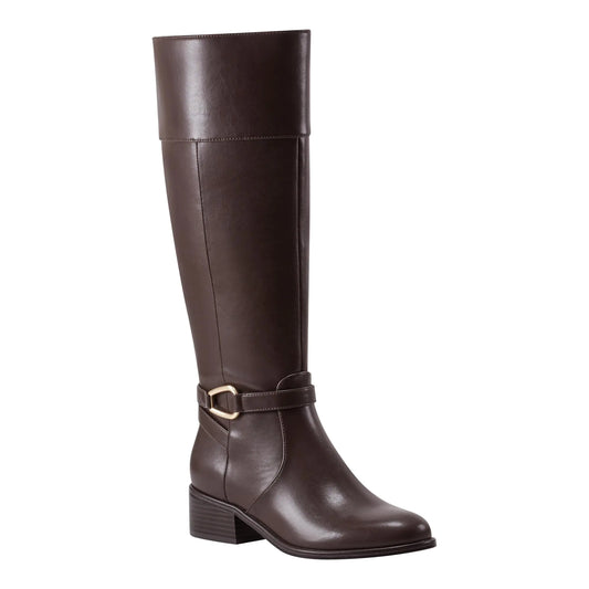 Bandolino Bottes Hautes Dennie pour Femmes, Marron Foncé 200, Taille 6.5