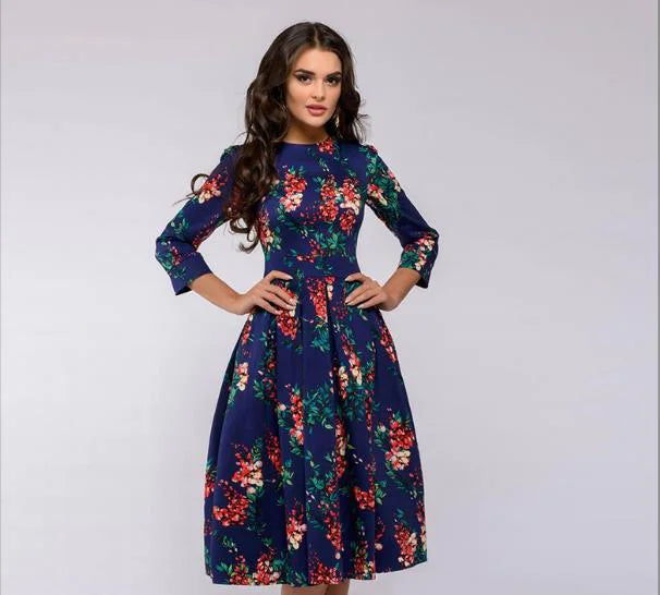 Classic Floral A-Line Dress