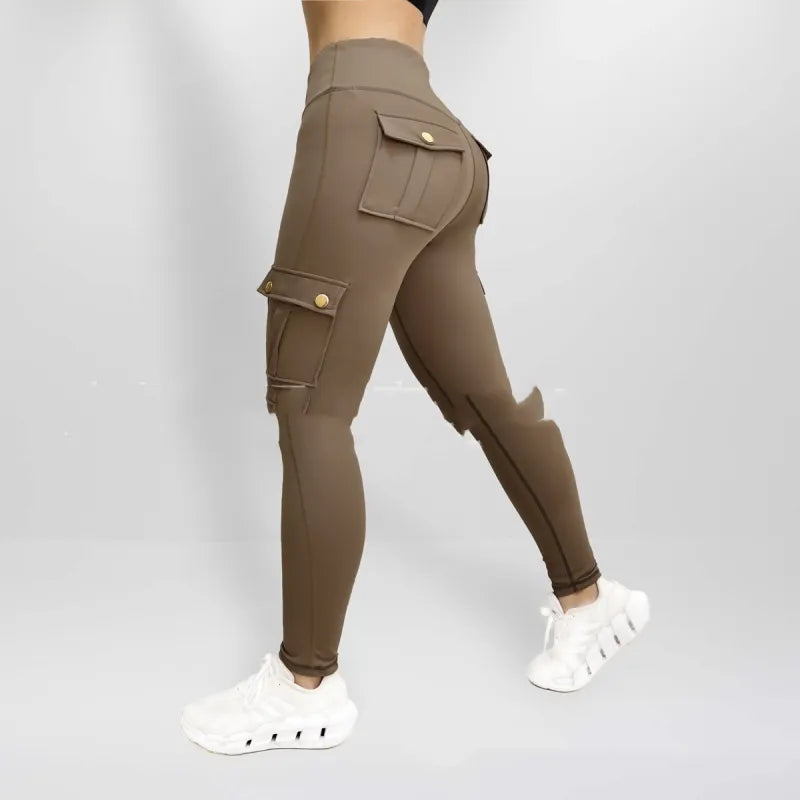 Pantalon de Sport Moulant à Poches pour Femmes, Haute Élasticité