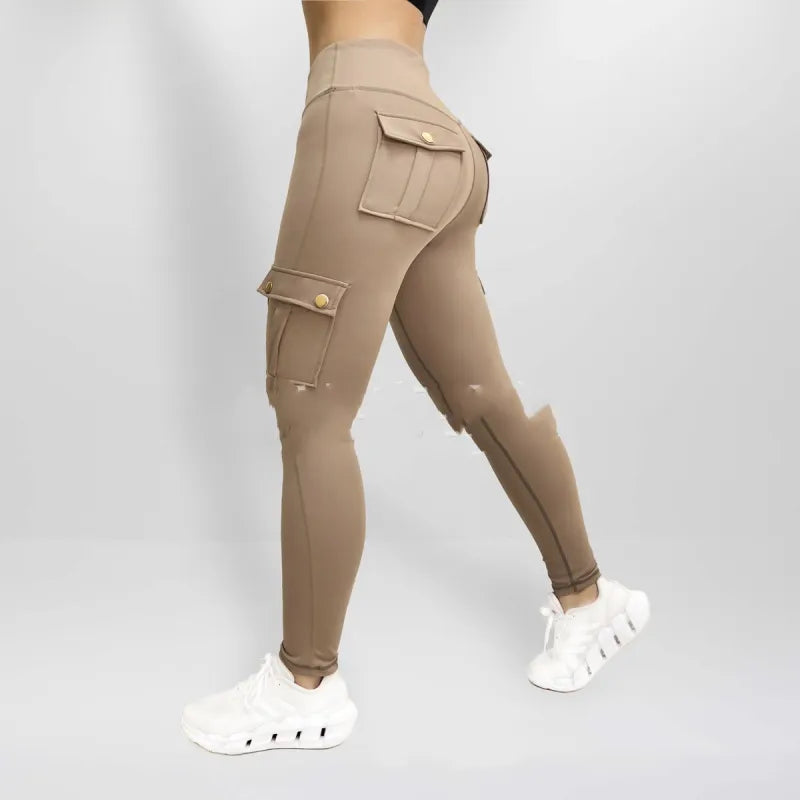 Pantalon de Sport Moulant à Poches pour Femmes, Haute Élasticité