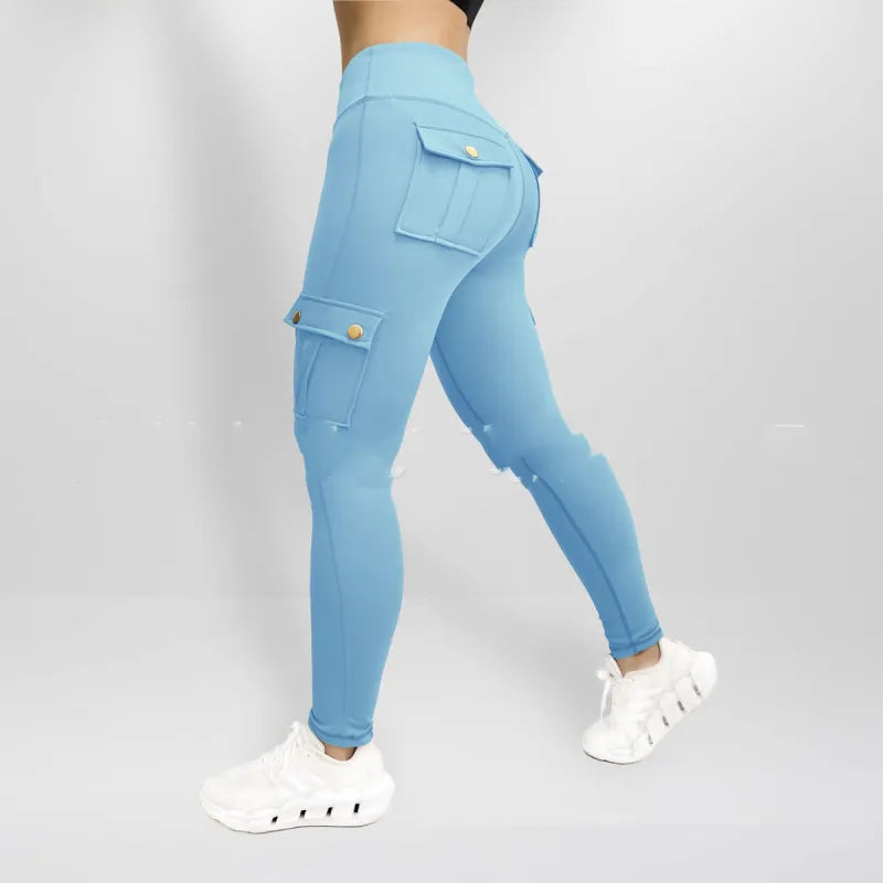 Pantalon de Sport Moulant à Poches pour Femmes, Haute Élasticité