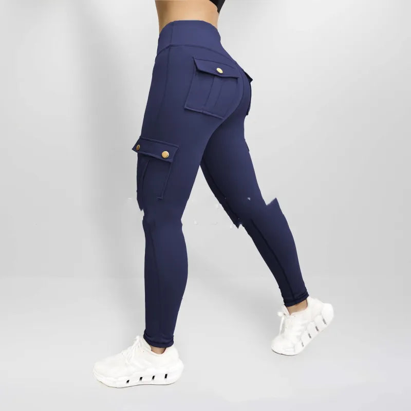 Pantalon de Sport Moulant à Poches pour Femmes, Haute Élasticité