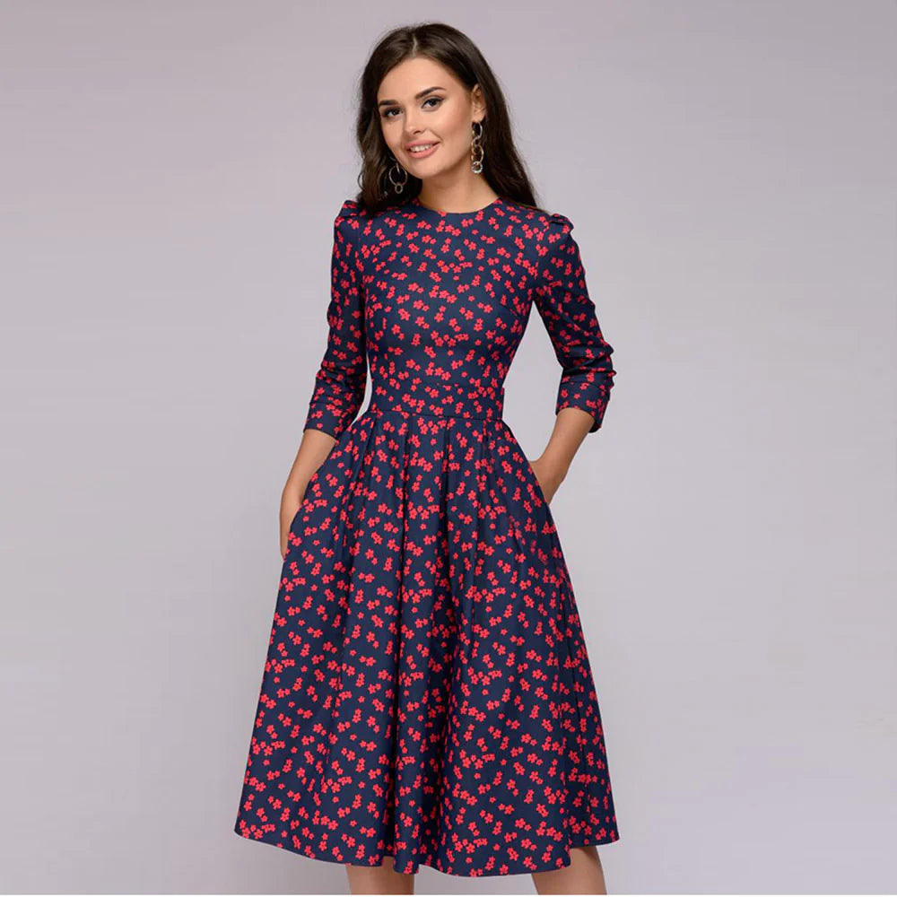 Classic Floral A-Line Dress