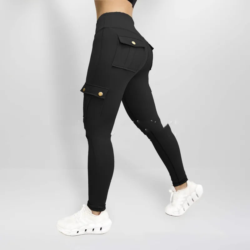 Pantalon de Sport Moulant à Poches pour Femmes, Haute Élasticité