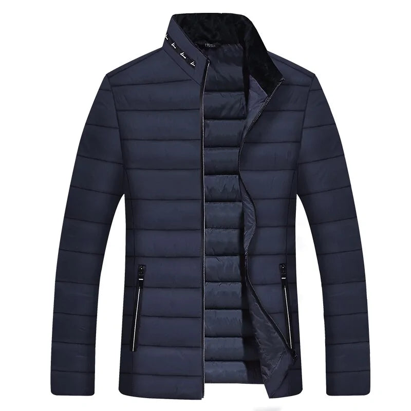 Men's Solid Winter Zip Coat